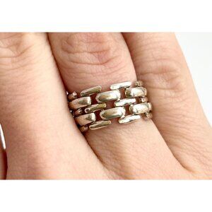Chainlink Silver Toned Classic Cute Unisex Vintage Ring - sz 7